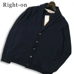 未使用品★ Right-on ライトオン 春夏★ 鹿の子 メランジ ショールカラー カーディガン 羽織り Sz.M メンズ 紺のサムネイル