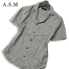 A.S.M アトリエサブ メン 春夏 襟ワイヤー★ 麻 リネン混 半袖 メランジ スリム ボタンダウン シャツ Sz.48 メンズ 灰 ASMのサムネイル