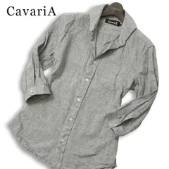 【美品】 CavariA キャバリア 春夏★ 麻 リネン混 七分袖 スリム メランジ ボタンダウン シャツ Sz.46 メンズ 灰のサムネイル