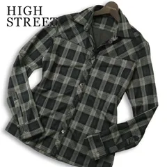 HIGH STREET ハイストリート 通年★ レーヨン混 長袖 チェック柄 スリム ボタンダウン シャツ 日本製 Sz.L メンズのサムネイル