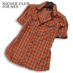 NICOLE CLUB FOR MEN ニコルクラブ フォーメン 春夏 襟ワイヤー★ 半袖 チェック柄 スリム ウエスタン シャツ Sz.46 メンズのサムネイル