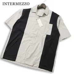 【新品 未使用】 INTERMEZZO インターメッツォ レナウン 春夏 レーヨン混★ 半袖 バイカラー 切替 シャツ Sz.L メンズ 灰のサムネイル