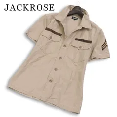 JACKROSE ジャックローズ 春夏★ 半袖 ワッペン 刺繍 ミリタリー スリム ボタンダウン シャツ Sz.4 メンズ 大きいサイズのサムネイル