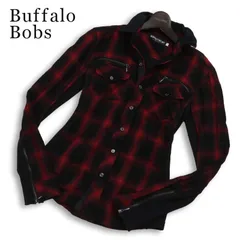Buffalo Bobs バッファローボブス 春夏 襟ワイヤー★ 長袖  オンブレチェック 袖ジップ 切替 スリム BD シャツ Sz.1 メンズのサムネイル