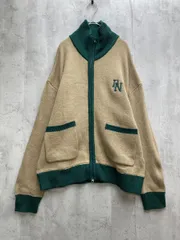 DOUBLE NAME ダブルネーム ダブルZIP 配色ニット カーディガン sizeF/ベージュx緑 ◆■レディースのサムネイル
