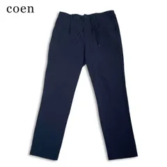 coen コーエン 通年★ ストレッチ タック スラックス イージー パンツ 大きいサイズ Sz.XL メンズ 紺のサムネイル