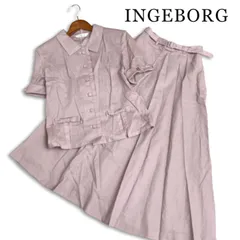 INGEBORG インゲボルグ 春夏★ リネン 半袖 ロング スカートスーツ セットアップ 日本製 Sz.M レディースのサムネイル
