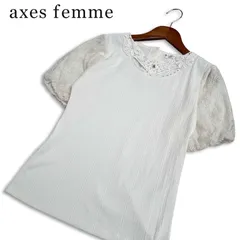 axes femme アクシーズファム 春夏★ 半袖 レース 刺繍 ビジュー ブラウス カットソー Sz.M レディースのサムネイル