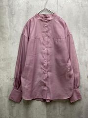 タグ付 26SS ハグオーワー リネンコットン フリルカラー シャツ ピンク