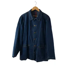 パパス PAPAS ジャケット デニム カバーオール ロゴボタン ワンポイント刺繍 ポケット 綿100％ 日本製 ブルー系 Lサイズ 1015379のサムネイル