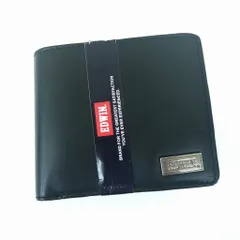 エドウイン EDWIN　中ベラ付き レザー　二つ折り　財布　ブラックのサムネイル