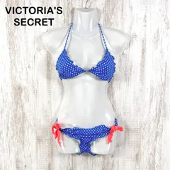 新品未使用 美品 Victoria's Secret ヴィクトリアズシークレット ドット フリル ビキニ ブルー S 水玉のサムネイル