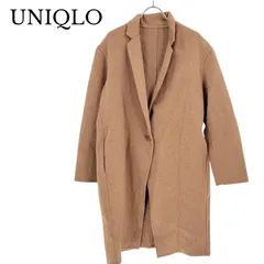 【美品】UNIQLO ユニクロ ウールコート チェスターコート テーラードカラー 1ボタン ロング丈 きれいめ シンプル キャメル ベージュ Mサイズのサムネイル