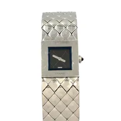 【新着】CHANEL マトラッセ SS シルバー、ブラック クオーツ時計 シルバー H0009のサムネイル