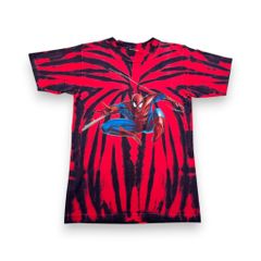 90s 스파이더맨 빈티지 T셔츠 타이다이 영화 T 레드 반소매 헌옷 y2k 유니버 싱글 스티치 spiderman 2000 mu-2505-036