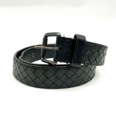 ボッテガヴェネタ ブラックレザー ベルト 美品○BOTTEGA VENETA ボッテガヴェネタイントレチャート レザー