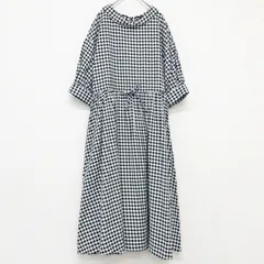 To b. by agnes b. アニエスベー ワンピース ギンガムチェック柄 リボン コットン ブラック ホワイト 日本製 レディース 36 b02518のサムネイル