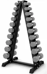 【全国のパーソナルジムに導入】ダンベルラック ツリー式 20本収納 耐荷重400kg 保護プロテクター付き ホームジム・パーソナルジム・商業ジム対応 高強度スチール製 省スペース収納のサムネイル