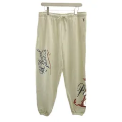 ポロ バイ ラルフローレン Polo by Ralph Lauren Nautical Logo Fleece Tracksuit Bottoms スウェットパンツ L 白 ホワイト ロゴプリント 長ズボン ドローストリング / 211947952001 NPのサムネイル