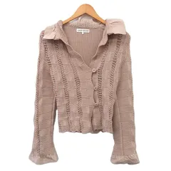 ヒロココシノ HIROKO KOSHINO ニット カーディガン 長袖 フリル 38 ベージュ /KT1 ■GY99のサムネイル