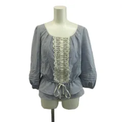 ボディドレッシングデラックス BODY DRESSING Deluxe シャツ ブラウス 38 青 ブルー レース装飾 ラウンドネック 七分袖 /PP ■GY08のサムネイル