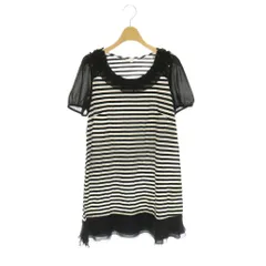 トゥービーシック TO BE CHIC チュニック 半袖 ボーダー フリル 2 ブラック ホワイト /DO ■ECC007のサムネイル