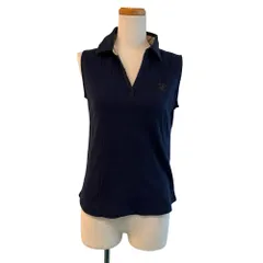 ビバリーヒルズ ポロクラブ BEVERLY HILLS POLO CLUB ポロシャツ ノースリーブ チェック切替 鹿の子 スキッパーカラー M 紺 ネイビー /MZ ■ECF005のサムネイル
