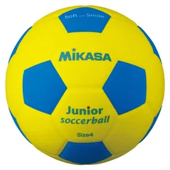 ミカサ MIKASA サッカー スマイルサッカー軽量 4号球 イエロー×ブルー ジュニア キッズ 学校体育用品 クラブ レクリエーション 屋内 体育館 サッカーボール 授業 体育 競技用  SF4JYBL イエロー/ブルーのサムネイル