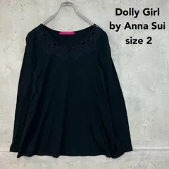 Dolly Girl by Anna Sui ドーリーガールバイアナスイ 2 ブラック カットソー 長袖 Tシャツ ロングTシャツ レース 刺繍 切り替え 蝶 バタフライ Uネック トップス オンワード樫山⁠ ★ ■◇ ◇■のサムネイル