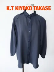 K.T KIYOKO TAKASE　ケーティーキヨコタカセ　ツイストドライツイル２WAYシャツ　日本製　Mサイズ　９　ネイビー　２WAY　大人　綺麗め　美品　送料込み　6468838のサムネイル