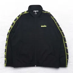 DIADORA 90年代 トラックジャケット ジャージ XL ブラック ロゴ テープ サイドラインのサムネイル