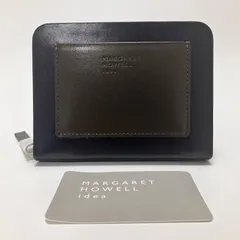 H515 未使用 MARGARET HOWELL idea マーガレットハウエルアイデア 折り財布 二つ折り財布 財布 ラウンドファスナー レディース 本革 レザー 牛革 ネイビー コンパクト  おしゃれ お洒落 かわいい 上品 大人のサムネイル