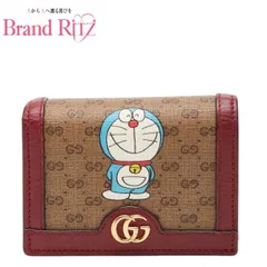中古 グッチ ミニGGスプリーム ドラえもん 二つ折り財布 647788 ベージュ ワインレッド系 PVC レザー レディース GUCCI 【送料無料】【西神店】のサムネイル