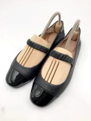 COLE HAAN コールハーン スクエアトゥキャップ イヴェット バレエ フラット パンプス size6ハーフ/黒 ■■ レディースのサムネイル