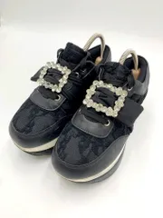 YOSUKE ヨースケ 厚底 ビジュー×サテンリボン スニーカー sizeM/黒 ■■ レディースのサムネイル