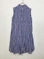BEAMS BOY ビームスボーイ チェック B.D. アンブレラ ノースリーブ ワンピース 青 ■◆ レディースのサムネイル