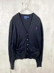 POLO RALPH LAUREN ポロ ラルフローレン ワンポイントロゴ 薄手 ニット カーディガン sizeS/黒 ■◆ レディースのサムネイル