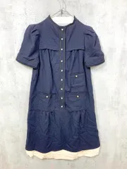 新品 MARC BY MARC JACOBS マークバイマークジェイコブス パールボタン 半袖 ワンピース size2/紺 ■◆ レディースのサムネイル