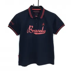 ルコックゴルフ 半袖ポロシャツ ネイビー×レッド 襟・袖ライン フロントロゴ レディース L ゴルフウェア le coq sportifのサムネイル