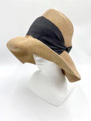 人気！レア品 アシーナニューヨークベージュ ストローハット リボン