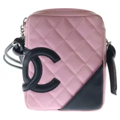 CHANEL (シャネル) カンボンライン ショルダーバッグ ミニバッグ ピンク×ブラック ラムスキン シルバー金具のサムネイル