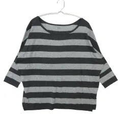 美品 three dots スリードッツ ニット ボーダー Tシャツ 七分袖 トップス Uネック グレー メンズ 【中古】のサムネイル