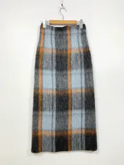 GREED INTERNATIONAL グリードインターナショナル アルパカ モヘア ウール チェック ロング スカート sizeS/青 ◇■◎レディースのサムネイル