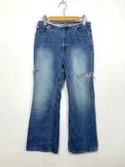 Plage プラージュ フレア ダメージ ウエストカットオフ センタープレス デニムパンツ size34/青  ■■ レディースのサムネイル
