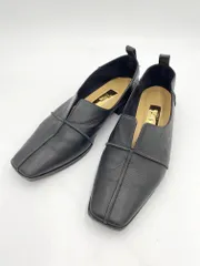 Le Talon GRISE ルタロン レザースクエアクロスシームアンクルフラット シューズ size22.5/黒 ■■◎レディースのサムネイル