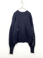 Calvin Klein Jeans カルバンクラインジーンズ J217262 定価22000円J217262 シャドウロゴ パフスリーブ ニット セーター sizeS/黒 ◇■レディースのサムネイル