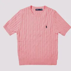【新品未使用】Polo By Ralph Lauren ラルフローレン レディース コットン ケーブル編み クルーネック 半袖 セーター 在庫一掃価格のサムネイル