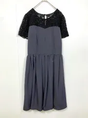 BLISS POINT ブリスポイント ショートスリーブ レースキリカエフレア ワンピース sizeM/黒×グレー ■■レディースのサムネイル