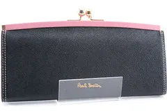 Paul Smith ポールスミス がま口 長財布 バイカラー レザー 革 ブラック 黒 ピンク レディース 女性のサムネイル