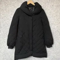rienda リエンダ ダウンコート ダウン90% フェザー キルティング ビッグカラー ショールカラー ショール襟 ドット柄裏地 Aライン ブラック 黒 レディース Mサイズ 美品のサムネイル